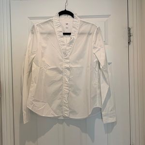Gap white ruffle detail button down top